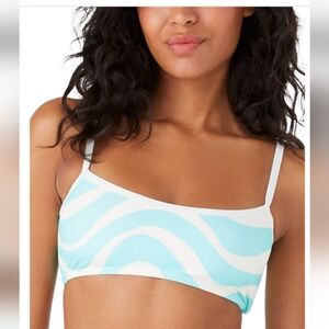 Kate Spade Aqua and White Wave Bikini Top